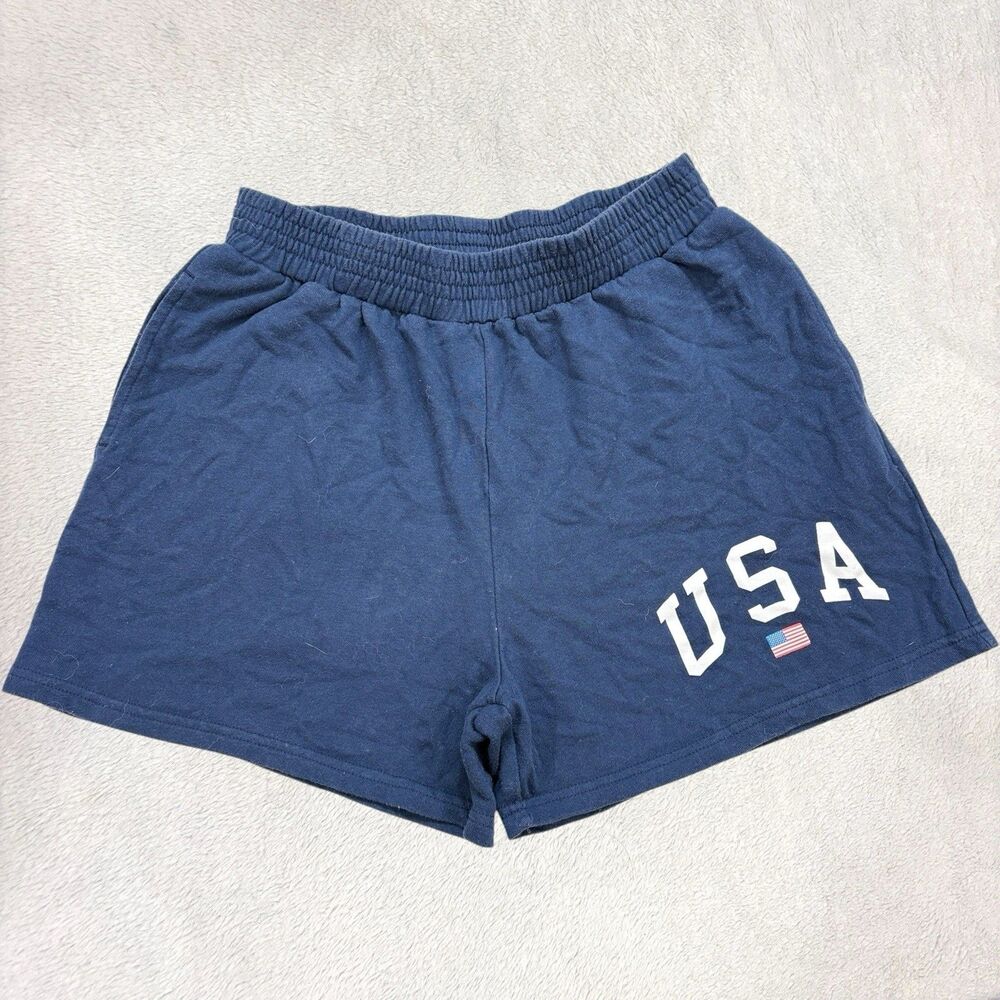 Mighty Fine Relaxed Fit Shorts Women’s Medium Navy Athletic USA Y2K 13” Opening